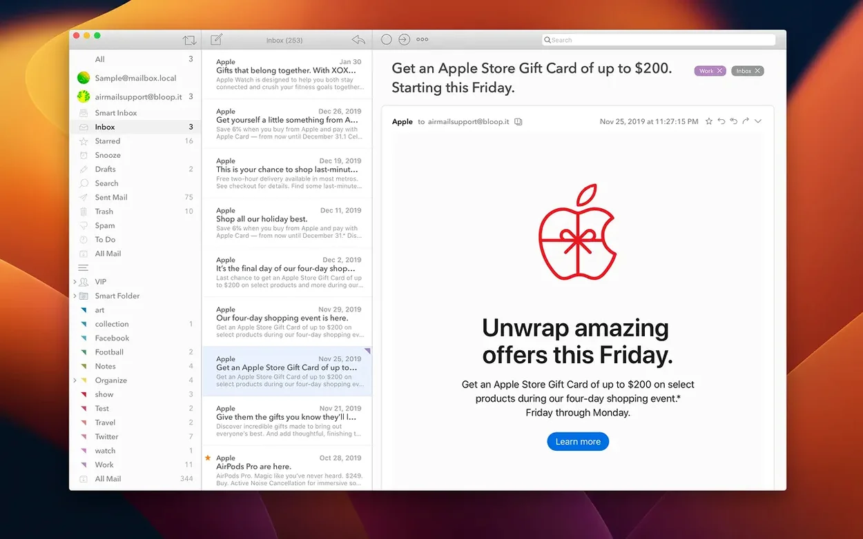 Airmail 5 26.0.37 — view 3 Airmail 5 interface, view 3