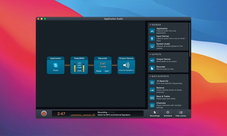 Audio Hijack 4.6.0 — view 2 Audio Hijack interface, view 2