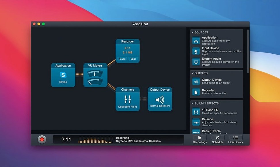 Audio Hijack 4.6.0 — view 3 Audio Hijack interface, view 3