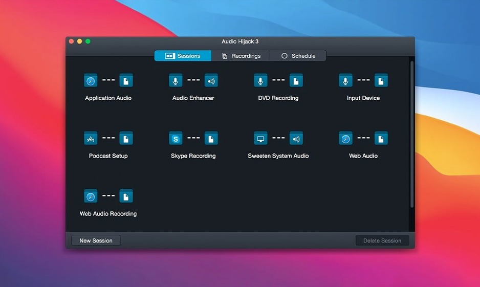Audio Hijack 4.6.0 — view 4 Audio Hijack interface, view 4