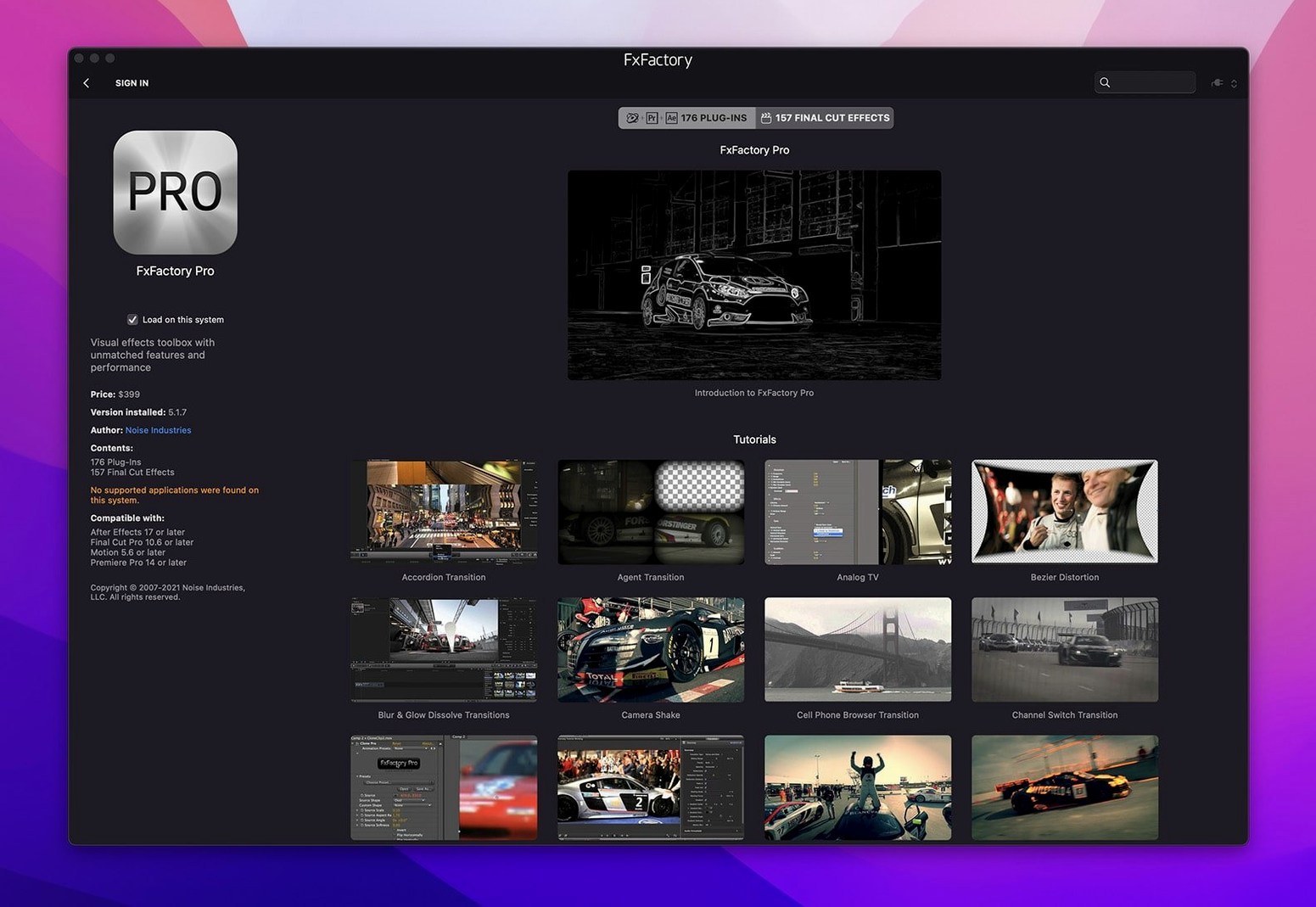 FxFactory Pro 9.0.5-8654 — view 2 FxFactory Pro interface, view 2