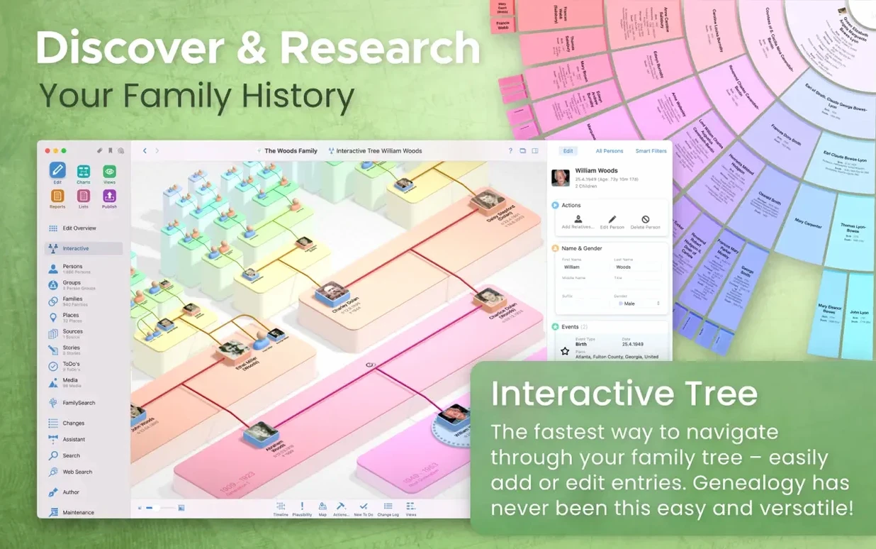 MacFamilyTree gallery image 1 macfamilytree torrent: main window