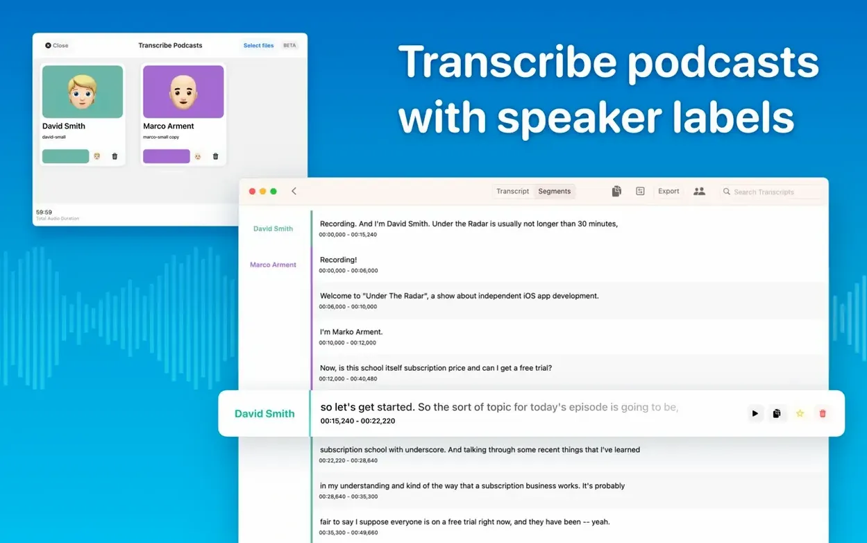 MacWhisper 15.3 — view 6 MacWhisper interface, view 6