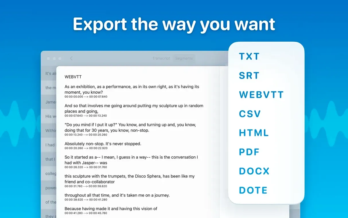 MacWhisper 15.3 — view 7 MacWhisper interface, view 7