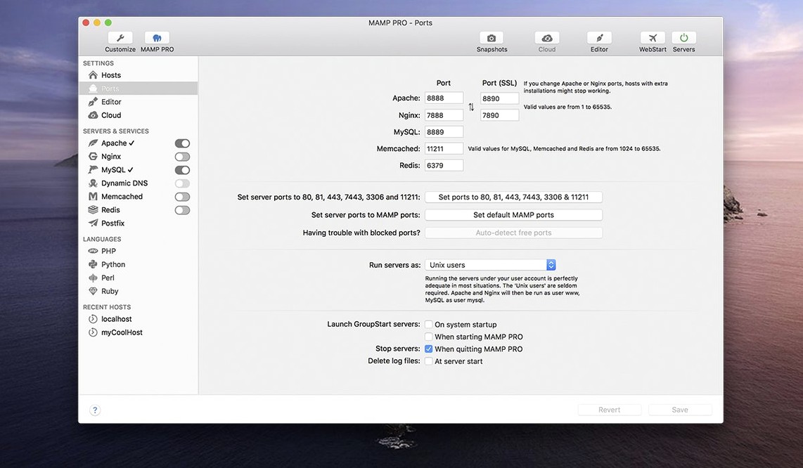 MAMP PRO 6.9.0 — view 2 MAMP PRO interface, view 2
