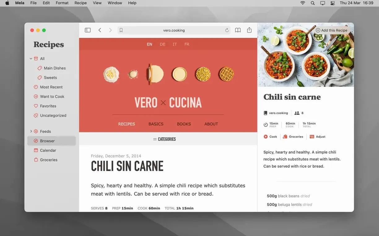 Mela 2.6.1 — view 3 Mela interface, view 3