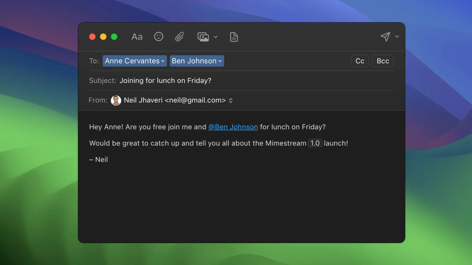 Mimestream 1.10.8 — view 2 Mimestream interface, view 2