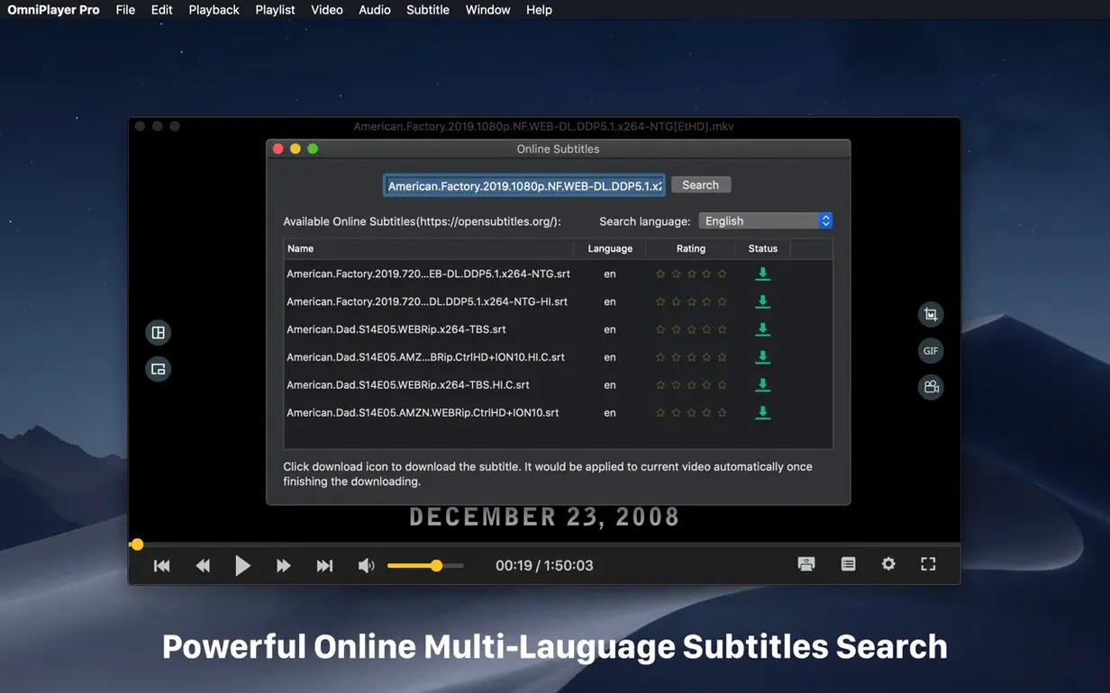 OmniPlayer: MKV Video Player Pro 2.1.22 — view 4 OmniPlayer: MKV Video Player Pro interface, view 4